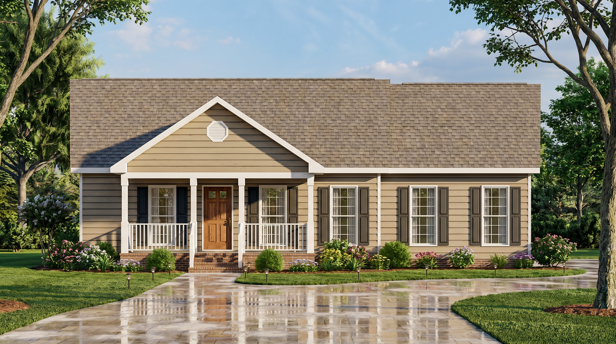A8188-A Ranch House, 3 Bedrooms, 2 Bathrooms | Jericho House Plan Exterior-2