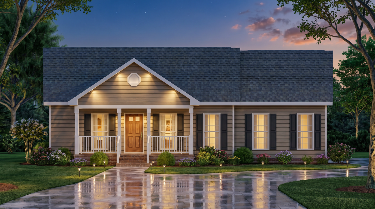 A8188-A Ranch House, 3 Bedrooms, 2 Bathrooms | Jericho House Plan Exterior-3