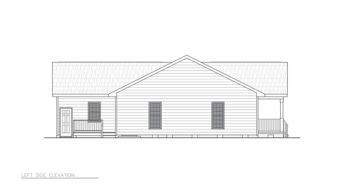 A8188-A Ranch House, 3 Bedrooms, 2 Bathrooms | Jericho House Plan Left Elevation