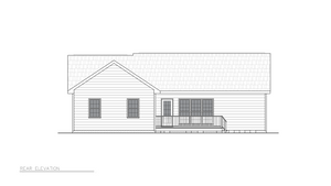 A8188-A Ranch House, 3 Bedrooms, 2 Bathrooms | Jericho House Plan Rear Elevation