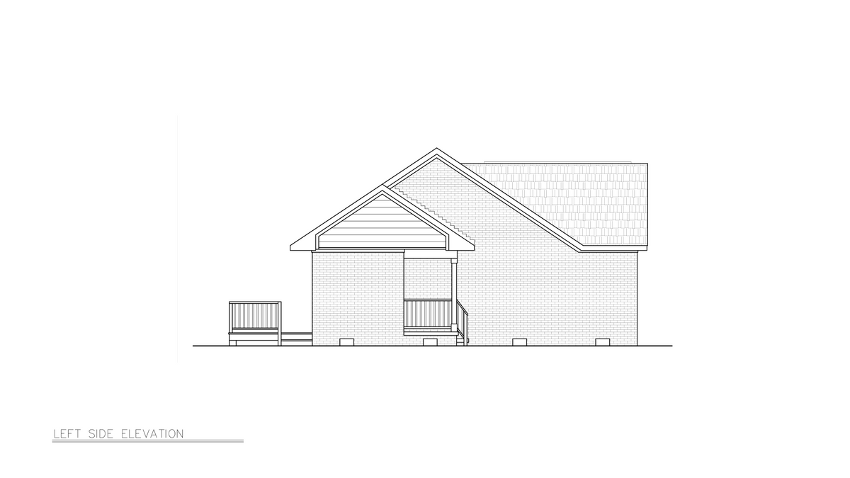 A8213-A Traditional House, 3 Bedrooms, 2 Bathrooms | Jordan House Plan Left Elevation