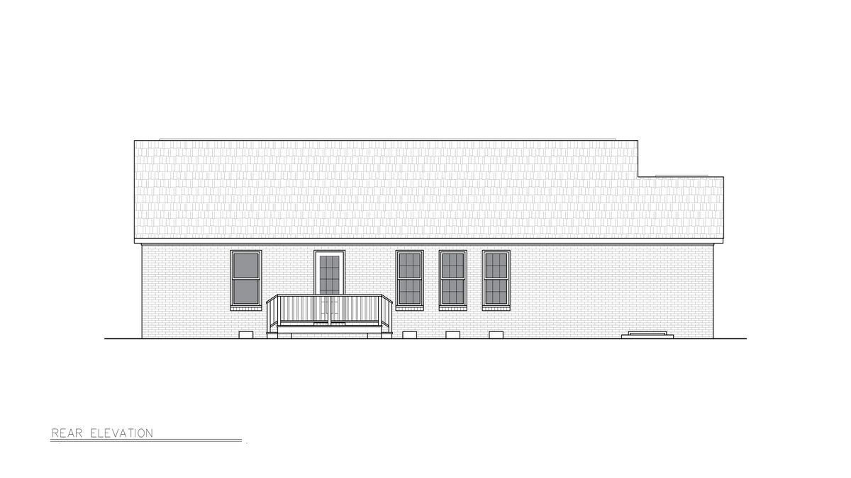 A8213-A Traditional House, 3 Bedrooms, 2 Bathrooms | Jordan House Plan Rear Elevation