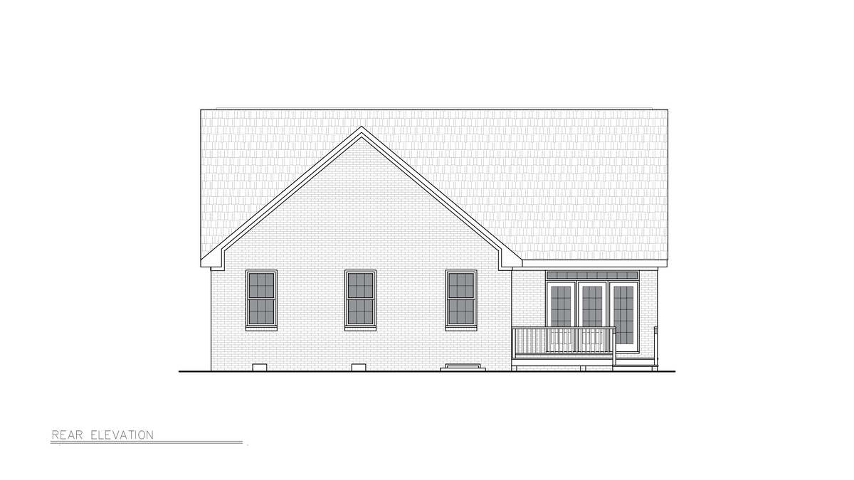 A8190-A Traditional House, 3 Bedrooms, 2 Bathrooms | Julia House Plan Rear Elevation