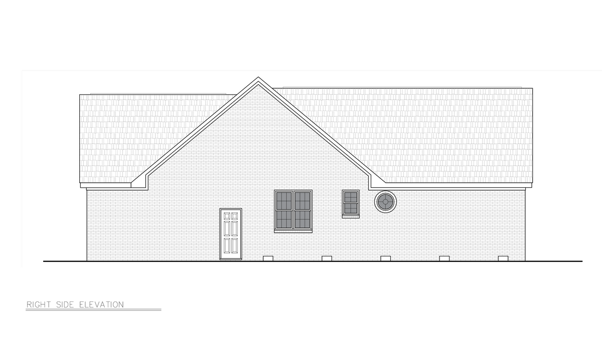 A8190-A Traditional House, 3 Bedrooms, 2 Bathrooms | Julia House Plan Right Elevation