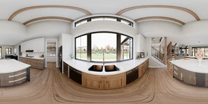 AJ7722-A Modern Farmhouse Kitchen Panorama, 4 Bedrooms, 4 Bathrooms | Plan 1062 