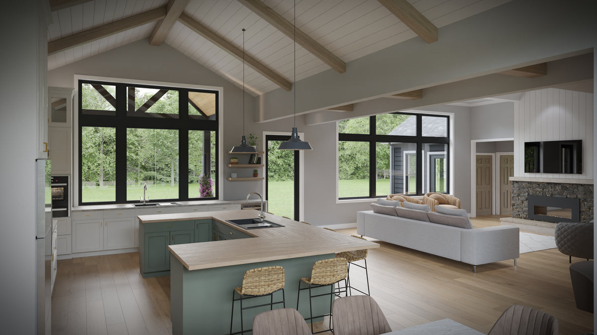 AJ7696-A Country House Kitchen, 3 to 5 Bedrooms, 2.5 to 3.5 Bathrooms | Plan 1039