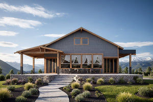 960 Sq Ft 1-Bedroom House Plan with Office & Porches