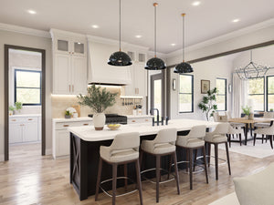 A8484-A Bluefern Valley Main Image Exterior 3beds, 3 baths modern farmhouse Plan Kitchen