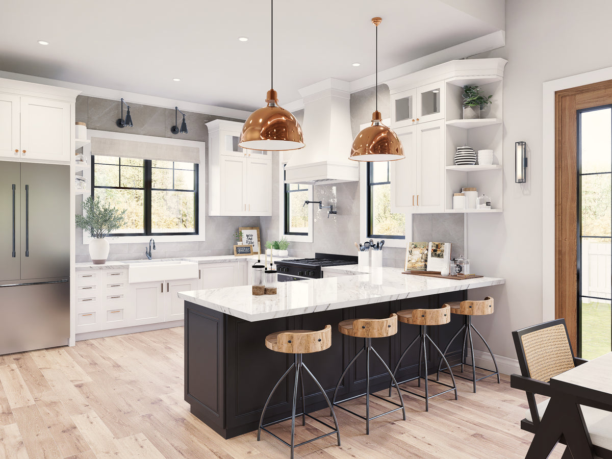 A8073-A Modern Farmhouse Kitchen, 3 Bedrooms, 2.5 Bathrooms | Persimmon House Plan 