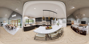 A7687-A Transitional House Kitchen Panorama, 3 Bedrooms, 3.5 Bathrooms | Whitemoore B House Plan 
