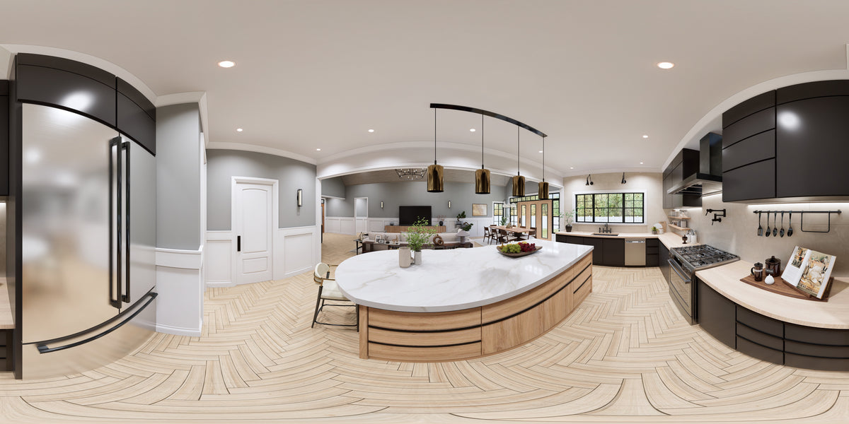 A7683-A Modern Farmhouse Kitchen Panorama, 3 Bedrooms, 3.5 Bathrooms | Whitemoore A House Plan 