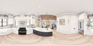 A8073-A Modern Farmhouse Kitchen Panorama, 3 Bedrooms, 2.5 Bathrooms | Persimmon House Plan 