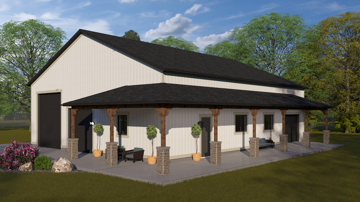 Expansive Detached Garage with Workshop and Spacious Side Porch