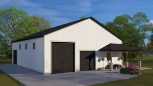 Expansive Detached Garage with Workshop and Spacious Side Porch