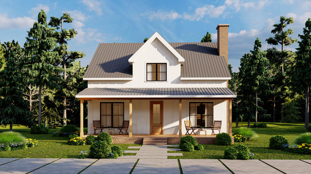 Charming 3-Bedroom Home Plan with Loft and Rear Porch