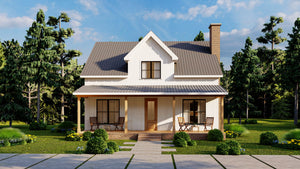 Charming 3-Bedroom Home Plan with Loft and Rear Porch