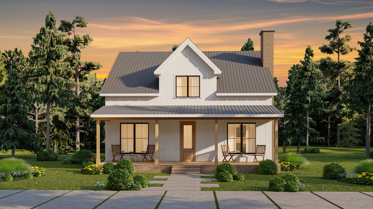 Charming 3-Bedroom Home Plan with Loft and Rear Porch