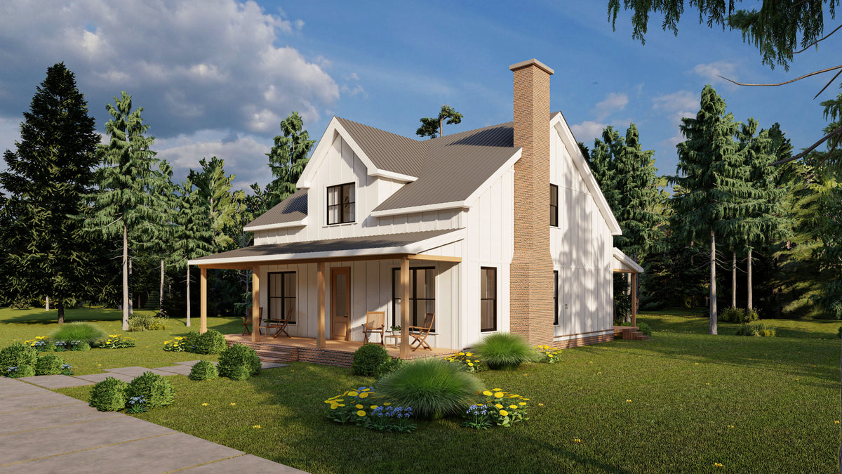 Charming 3-Bedroom Home Plan with Loft and Rear Porch