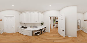 AJ7728-A Contemporary House Laundry Panorama, 3 Bedrooms, 2 Bathrooms | Plan 1055