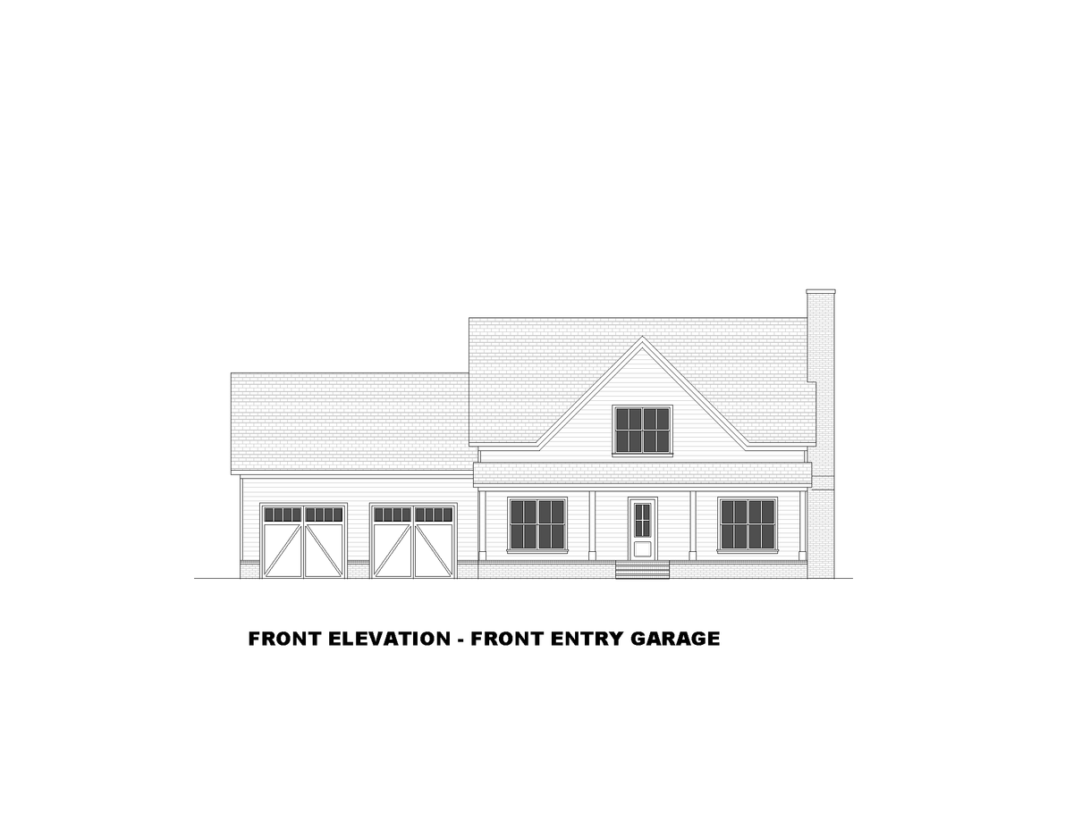 AN7943-A Modern Farmhouse, 3 Bedrooms, 2.5 Bathrooms | Laura-4G Front Elevation with Front Entry Garage