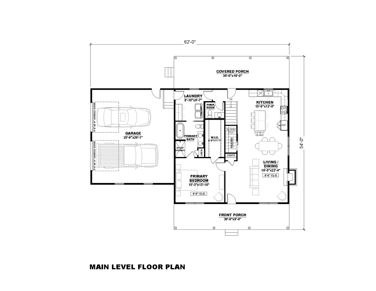 AN7943-A Modern Farmhouse First Floor Plan with Side Entry Garage, 3 Bedrooms, 2.5 Bathrooms | Laura-4G 