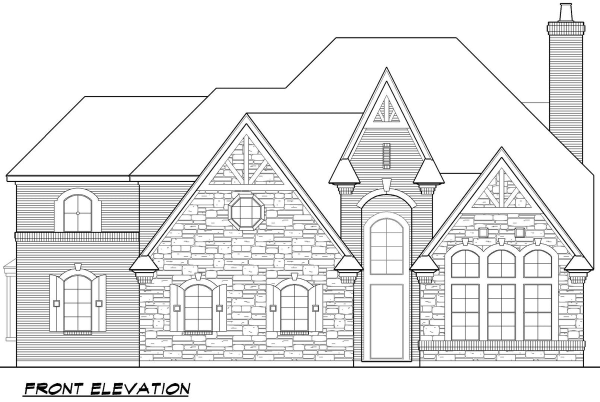 F8057-A Tudor House, 4 Bedrooms, 4.5 Bathrooms | Lexington Grove Front Elevation