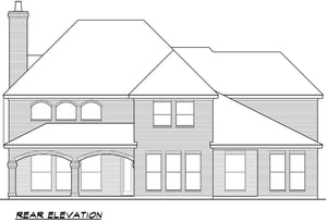 F8057-A Tudor House, 4 Bedrooms, 4.5 Bathrooms | Lexington Grove Rear Elevation
