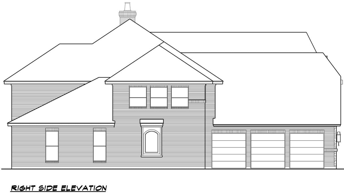 F8060-A European House, 4 Bedrooms, 4.5 Bathrooms | Lexington Ridge Right Elevation