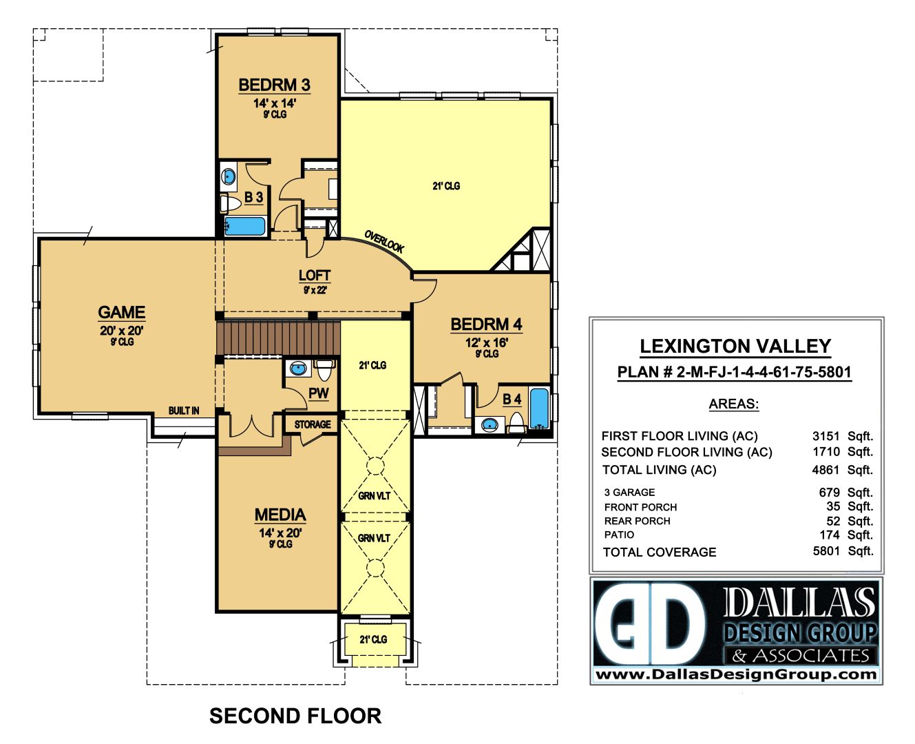 F8058-A European House Second Floor Plan, 4 Bedrooms, 4.5 Bathrooms | Lexington Valley 