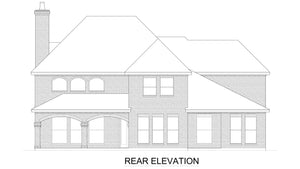 F8058-A European House, 4 Bedrooms, 4.5 Bathrooms | Lexington Valley Rear Elevation
