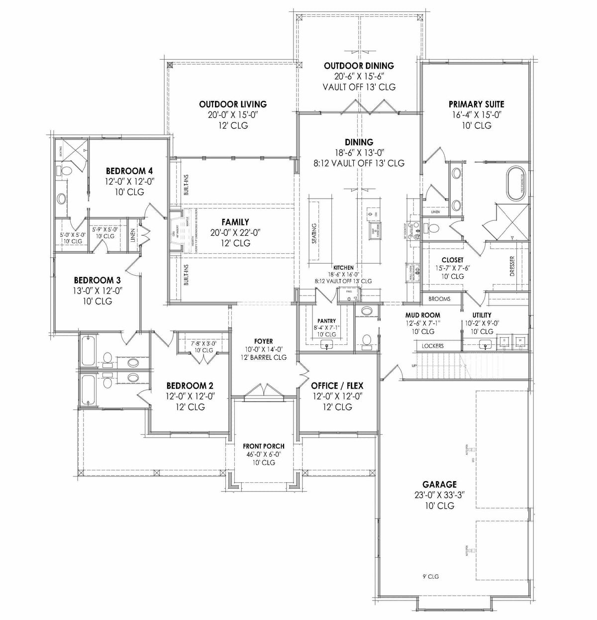 R7308-A LG143 Bonus House First Floor Plan 4 Beds 4.5 Baths