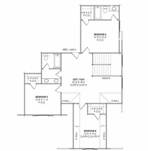 R7292-A LG181 House Second Floor Plan 4 Beds 3.5 Baths