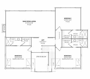 R7410-A LG182 House Second Floor Plan 5 Beds 5.5 Baths