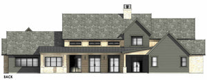 R7483-A Hill Country House Back CAD, 4 Bed, 4.5 Bath | Plan LG184 