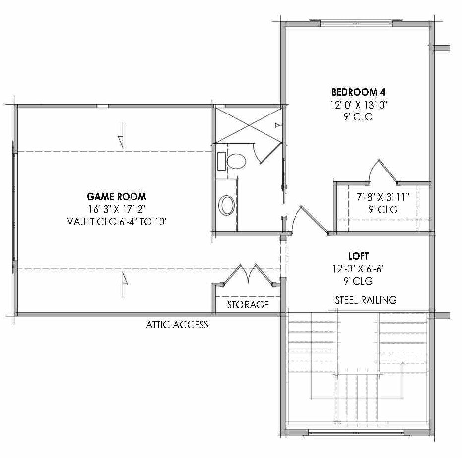 R7483-A Hill Country House Second Floor Plan, 4 Bed, 4.5 Bath | Plan LG184 