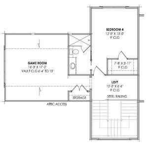 R7483-A Hill Country House Second Floor Plan, 4 Bed, 4.5 Bath | Plan LG184 