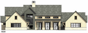 R7483-A Hill Country House Front CAD, 4 Bed, 4.5 Bath | Plan LG184 
