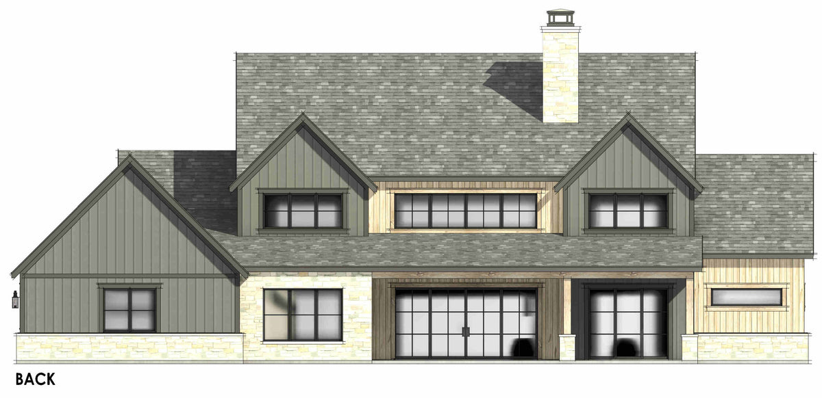 R7485-A Contemporary House Back CAD, 4 Bed, 4.5 Bath | Plan LG185 
