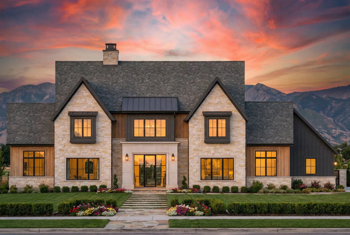 R7485-A Contemporary House, 4 Bed, 4.5 Bath | Plan LG185 Exterior-7