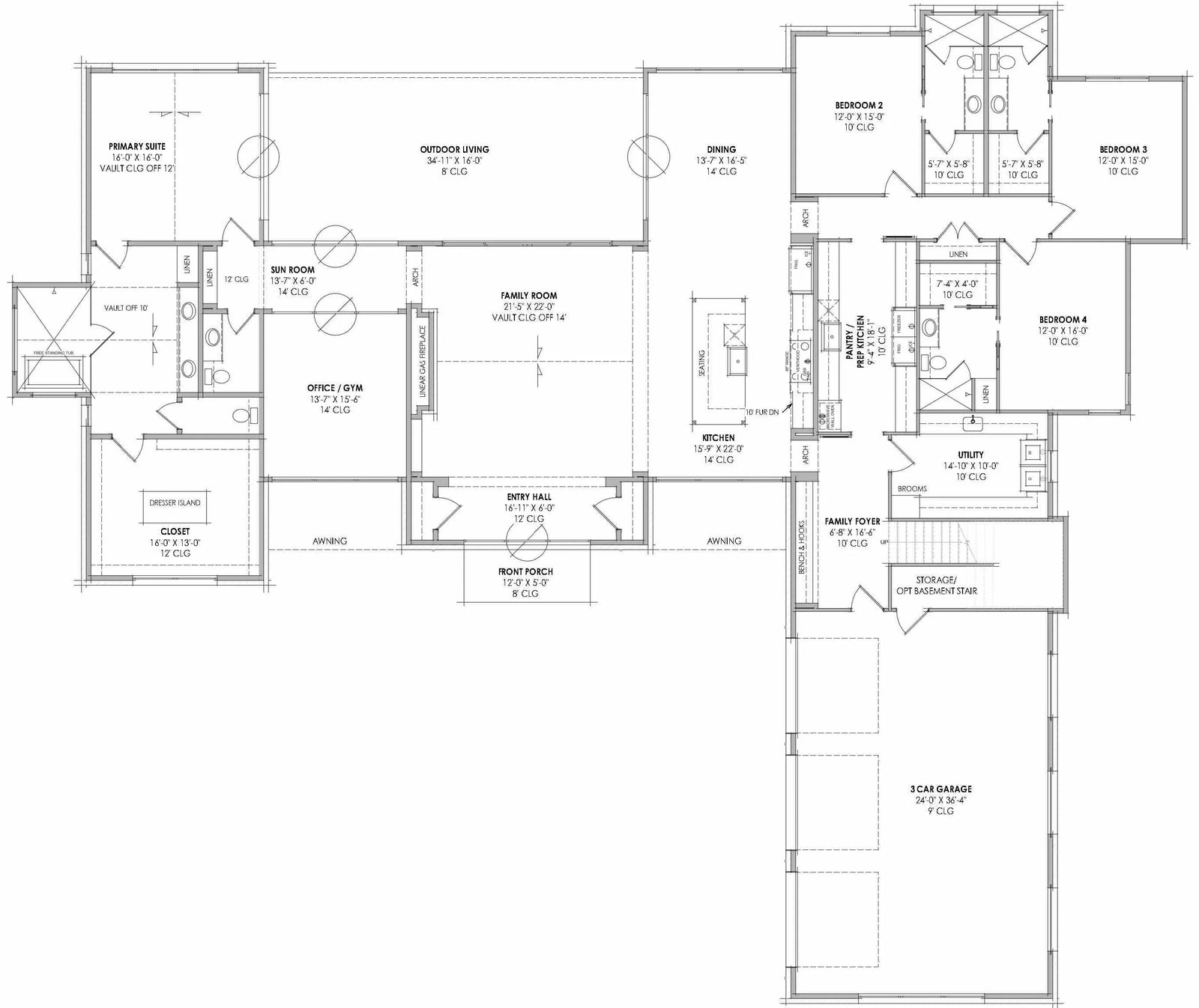 R7573-A Transitional House, 4 Bedrooms, 4.5 Bathrooms | Plan LG186 Exterior-1