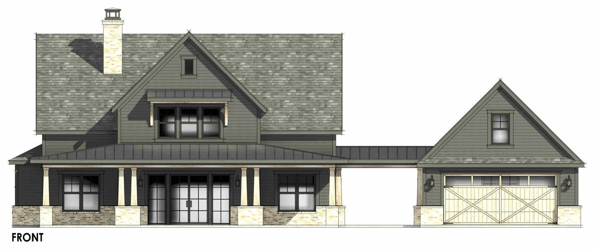 R7574-A Modern Farmhouse Front, Bedrooms, 3.5 Bathrooms | Plan LG187 