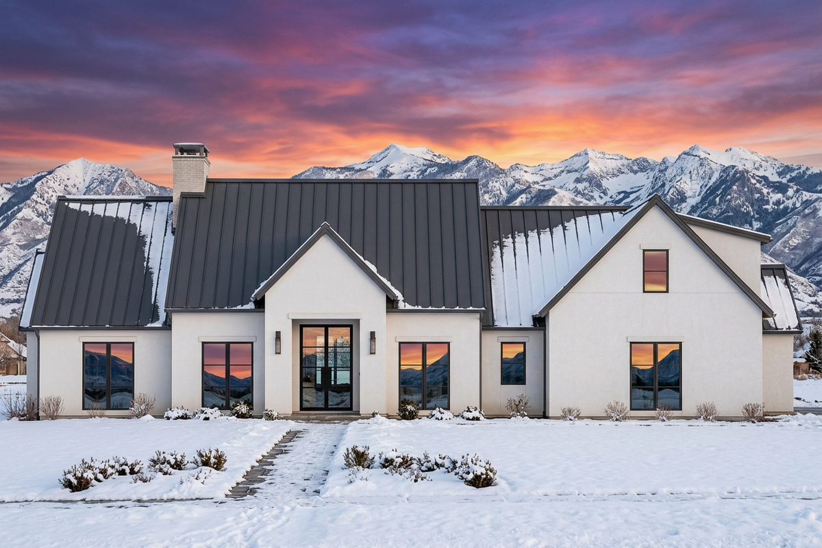 R8155-A Modern Transitional House, 4 Bedrooms, 4.5 Bathrooms | LG189 House Plan Exterior-3