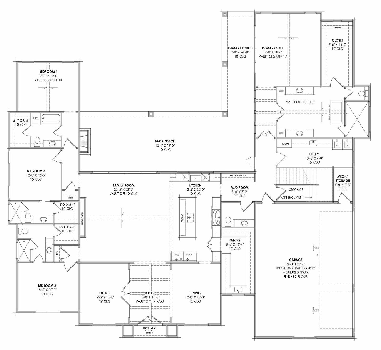 R8155-A Modern Transitional House, 4 Bedrooms, 4.5 Bathrooms | LG189 House Plan Exterior