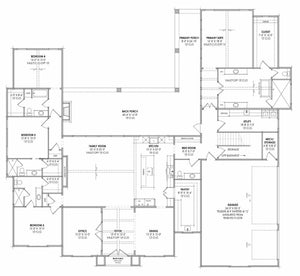 R8155-A Modern Transitional House First Floor Plan, 4 Bedrooms, 4.5 Bathrooms | LG189 House Plan 