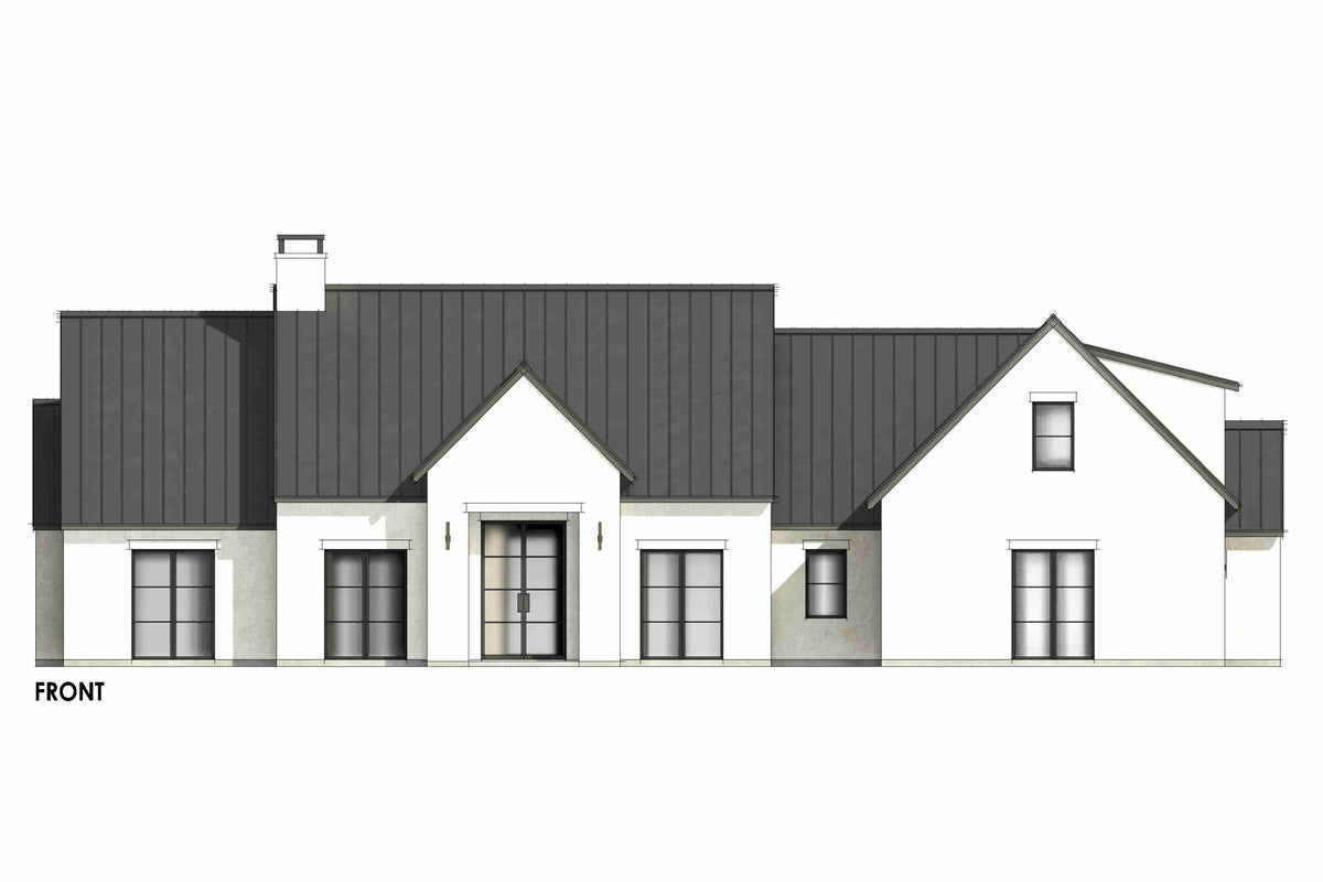 R8155-A Modern Transitional House, 4 Bedrooms, 4.5 Bathrooms | LG189 House Plan Front CAD
