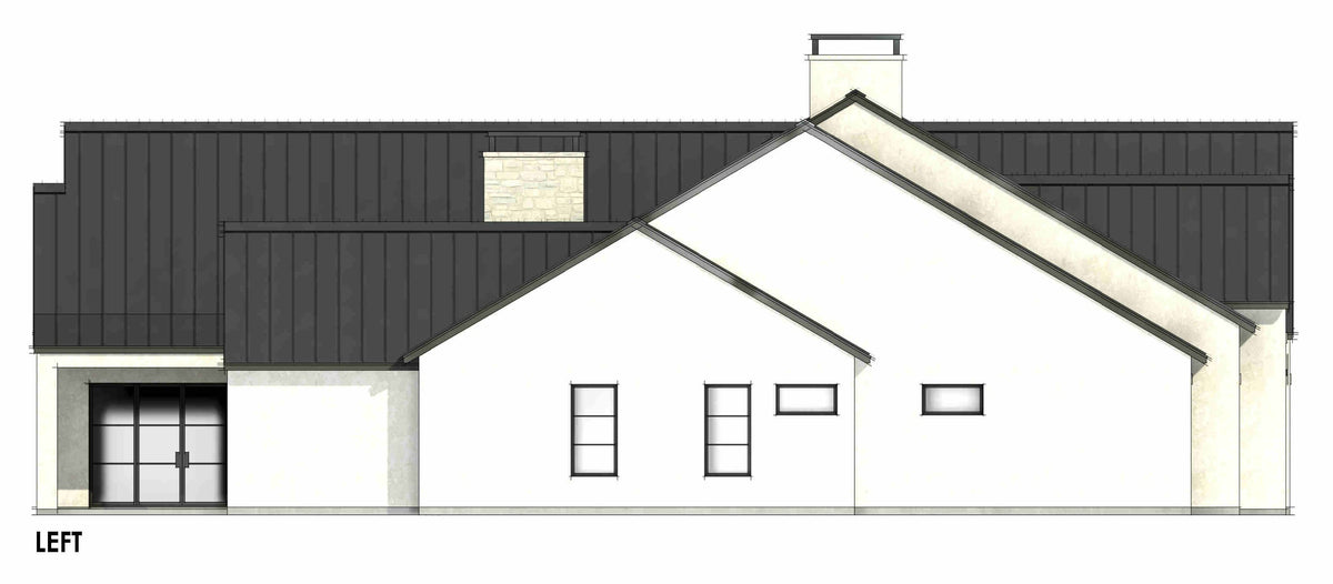 R8155-A Modern Transitional House, 4 Bedrooms, 4.5 Bathrooms | LG189 House Plan Left CAD