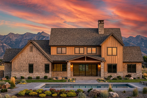 R8215-A Modern Transitional House, 5 Bedrooms, 5.5 Bathrooms | LG190 House Plan Exterior-2