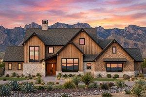 R8215-A Modern Transitional House, 5 Bedrooms, 5.5 Bathrooms | LG190 House Plan Exterior-3