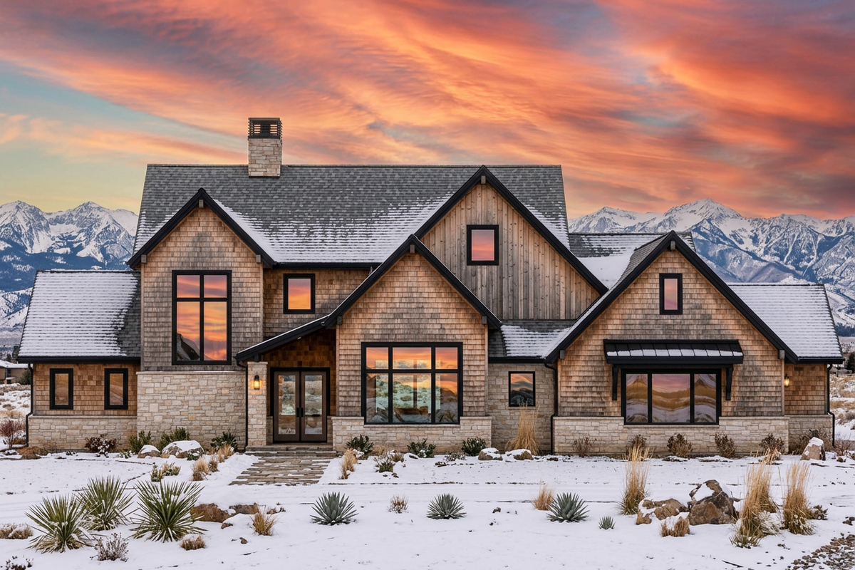 R8215-A Modern Transitional House, 5 Bedrooms, 5.5 Bathrooms | LG190 House Plan Exterior-5