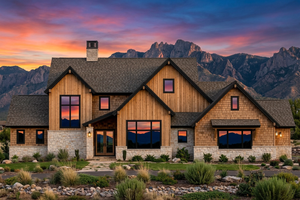 R8215-A Modern Transitional House, 5 Bedrooms, 5.5 Bathrooms | LG190 House Plan Exterior-6